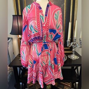 Stylish Pink Patterned Women's Dress